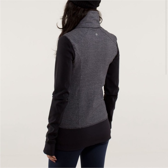 Lululemon Nice Asana herringbone Gray and Black Zip-Up Jacket size 2-4 - Picture 2 of 10